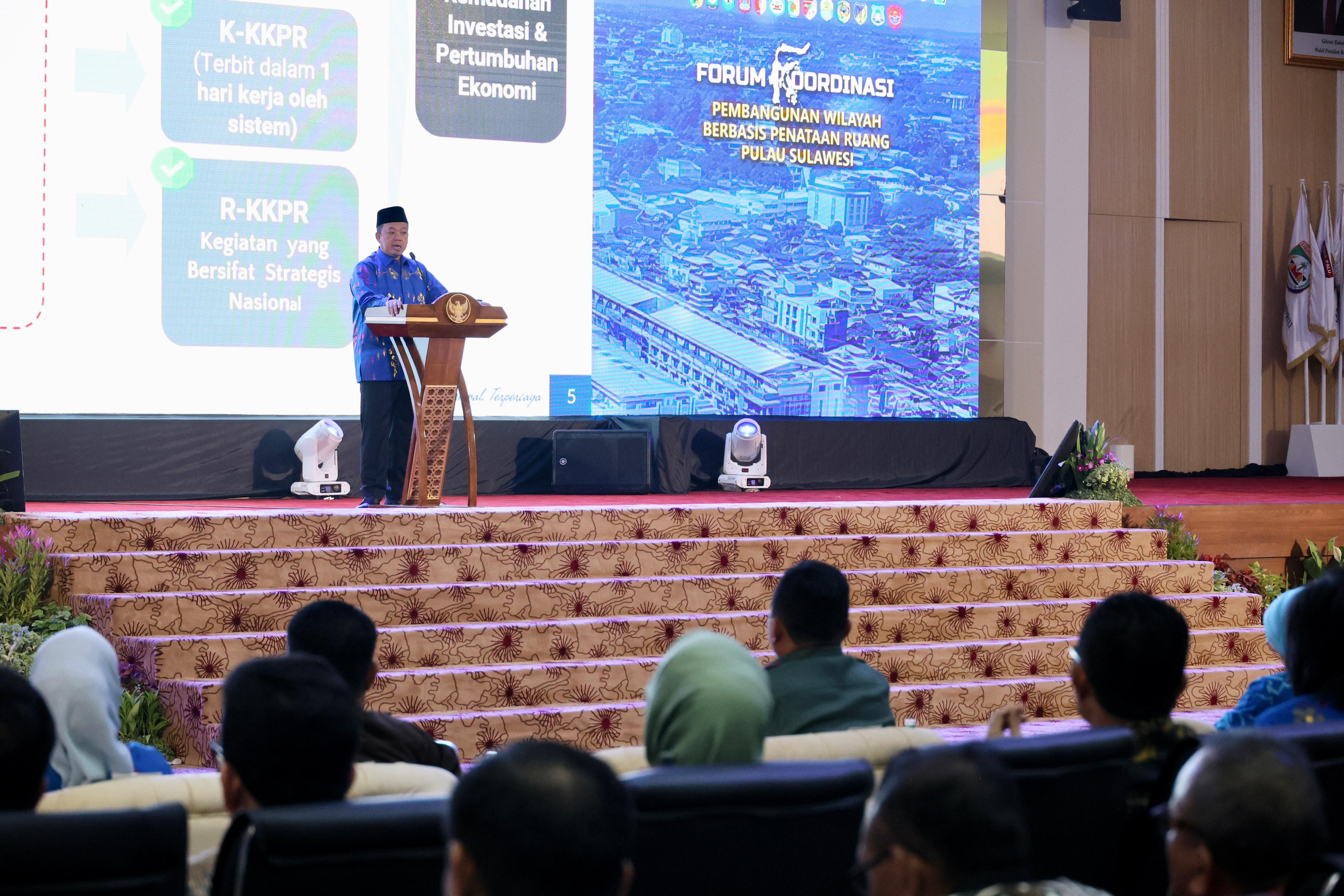 Pada Forum Koordinasi Pembangunan Wilayah Berbasis Penataan Ruang, Menteri Nusron Ajak Kepala Daerah Se-Sulawesi untuk revisi RTRW dan RDTR