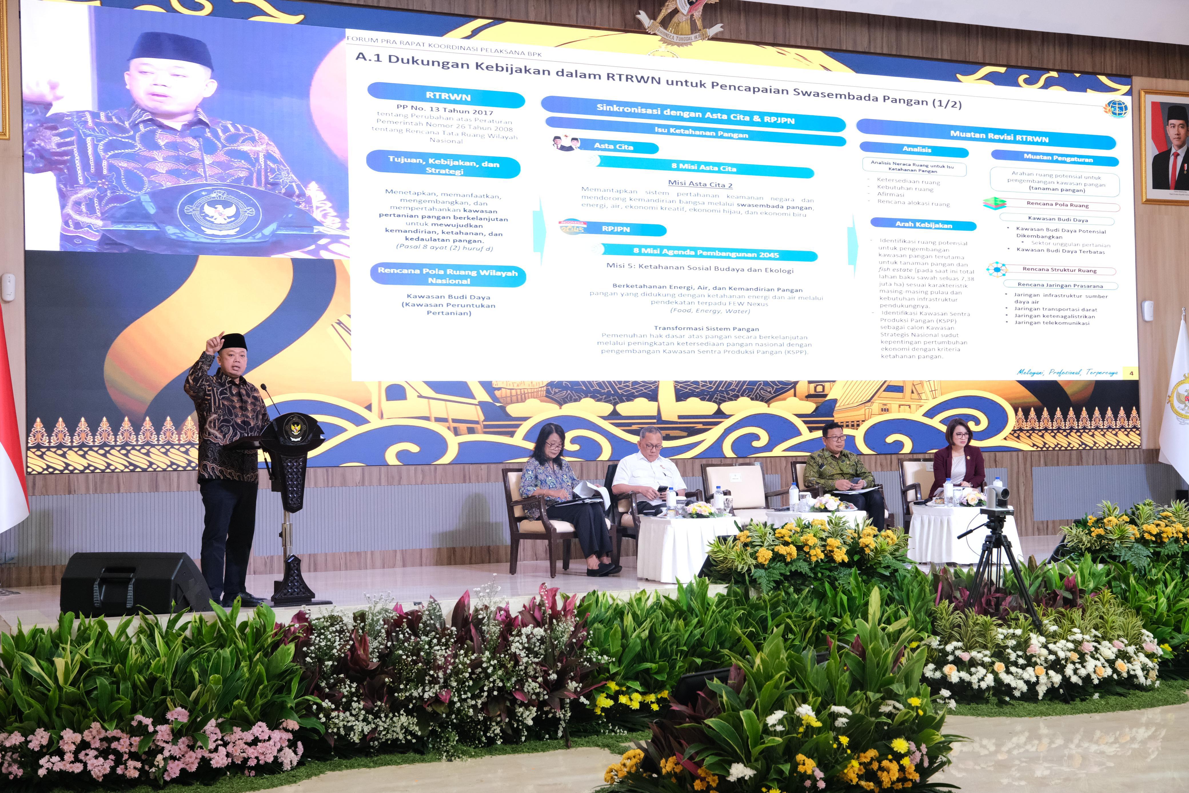 Jadi Pembicara di Pra Rakor BPK, Menteri Nusron Tegaskan Tanag adalah Fondasi Ketahanan Pangan