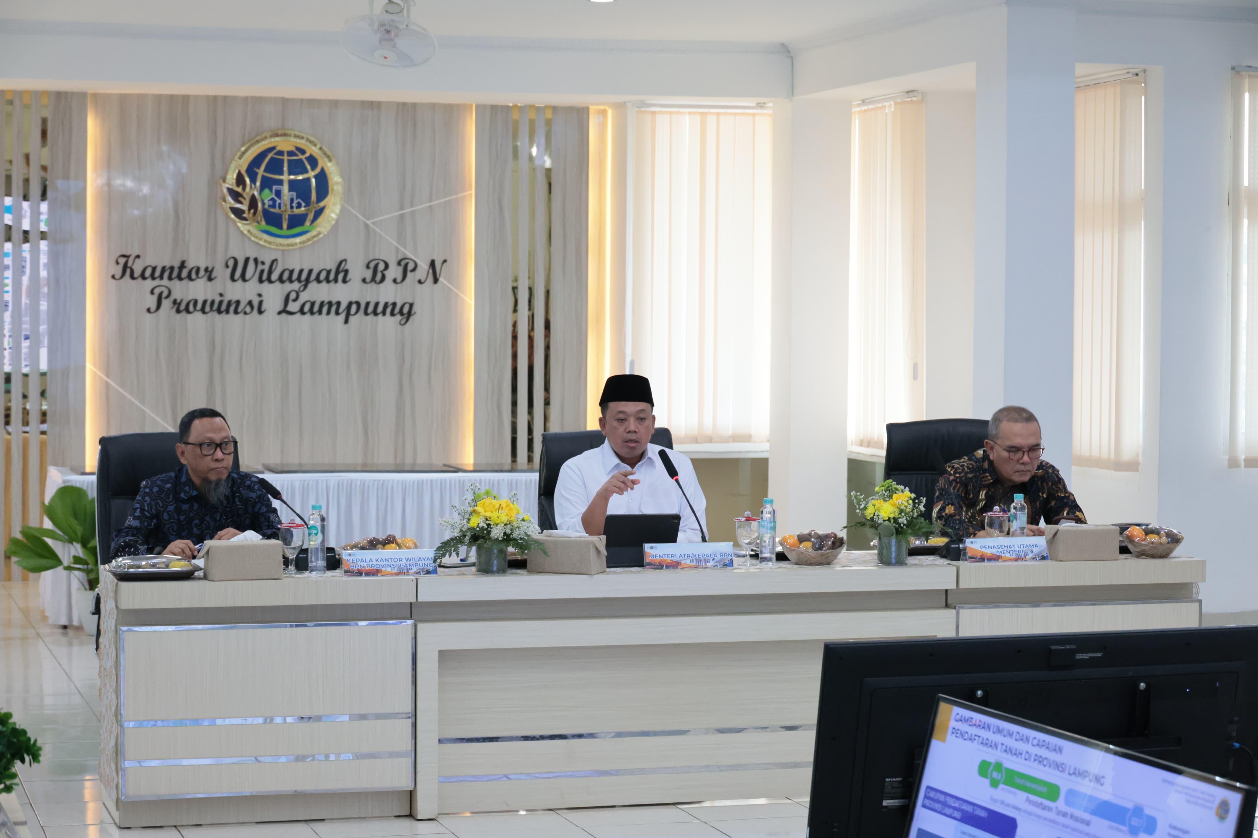 Imbau Percepatan Pemetaan dan Pemanfaatan Lahan ke Jajaran Kanwil BPN Provinsi Lampung, Menteri Nusron : Tidak Bisa Pakai Pola Kerja Lama